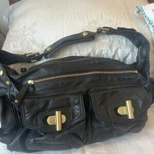Kenneth Cole black leather pilot style bag